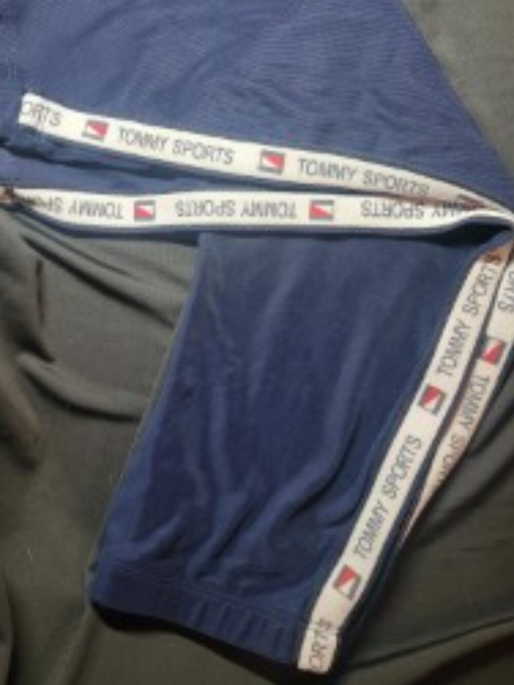 Y2K Tommy Sport Capri Leggings Women’s L Navy Logo Tape Athletic